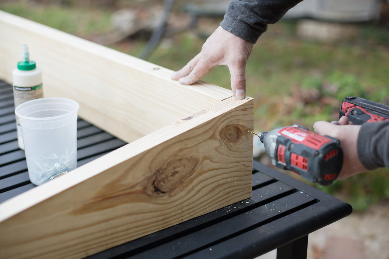 Pressure-treated wood deck construction